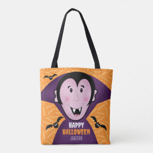 Vampire Dracula Bats Kids Cute Happy Halloween Tote Bag
