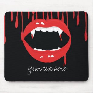Vampire Dripping Blood Halloween Teeth Mouse Pad
