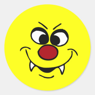 Vampire Face Grumpey Classic Round Sticker