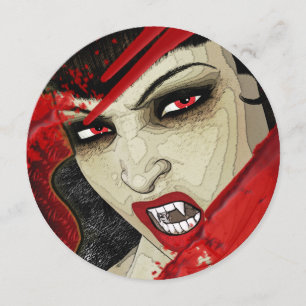 Vampire face halloween birthday party invitation