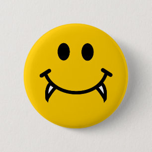 Vampire face with fangs 6 cm round badge