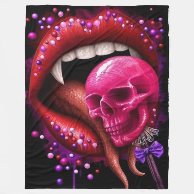 VAMPIRE FANFS and SKULL Fleece Blanket (Front)