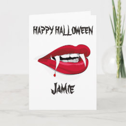 VAMPIRE  FANGS CUSTOM  HAPPY HALLOWEEN CARD