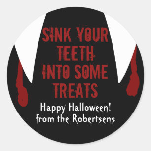 Vampire Fangs Halloween Boo'd Treat Label