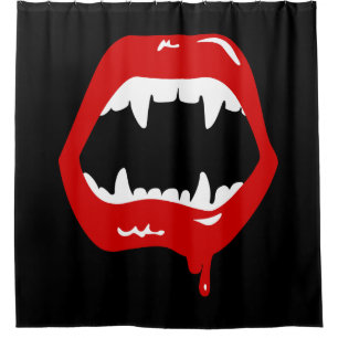 vampire fangs spooky scary monster shower curtain