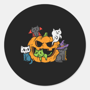 Vampire Ghost Zombie Witch Cats In Pumpkin Cute Ha Classic Round Sticker