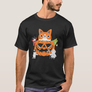 Vampire Ghost Zombie Witch Cats In Pumpkin Cute Ha T-Shirt