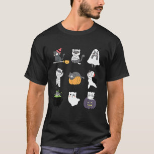 Vampire Ghost Zombie Witch Cats In Pumpkin Cute Ha T-Shirt