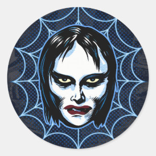 Vampire Girl 1960s Monster Mask Horror Sticker