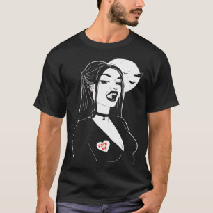 Vampire Girl Bite Me Desing Tee Beauty Vamp