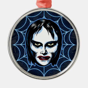 Vampire Girl Vintage Monster Mask Horror Metal Ornament