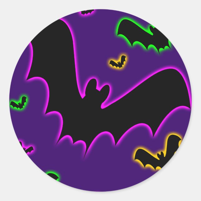 Vampire Glow Bats Classic Round Sticker (Front)