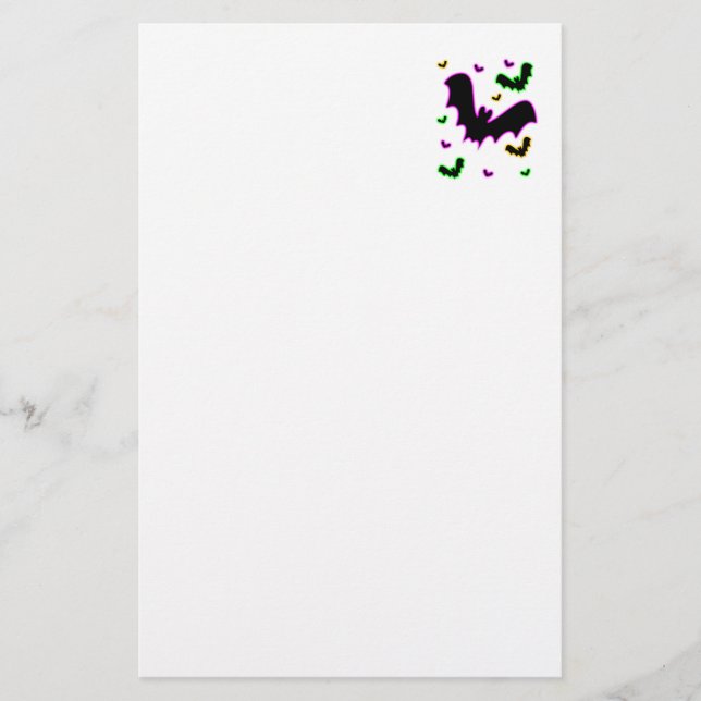 Vampire Glow Bats Stationery (Front)