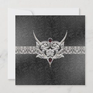 Vampire Goth Faux Leather Jewelled Wedding Invitation
