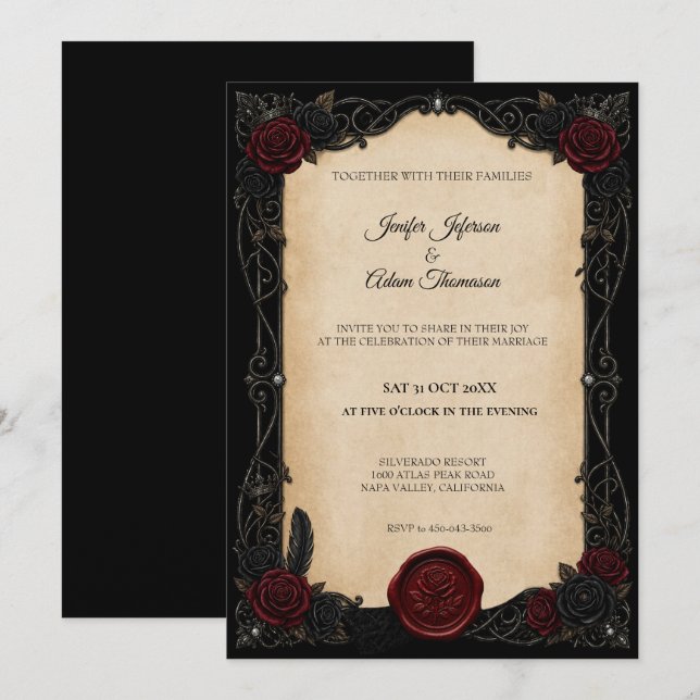 Vampire Gothic Halloween Wedding Invitation (Front/Back)