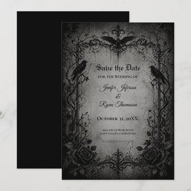 Vampire Gothic Save the date invitation (Front/Back)