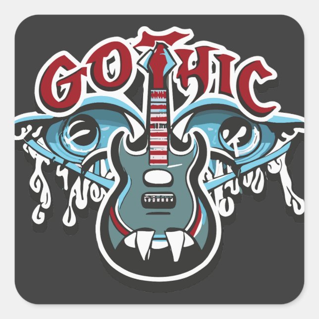 vampire guitar square sticker (Front)
