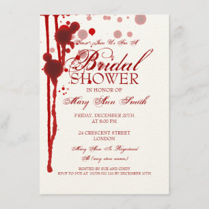 Vampire Halloween Bridal Shower Fake Blood Red Invitation