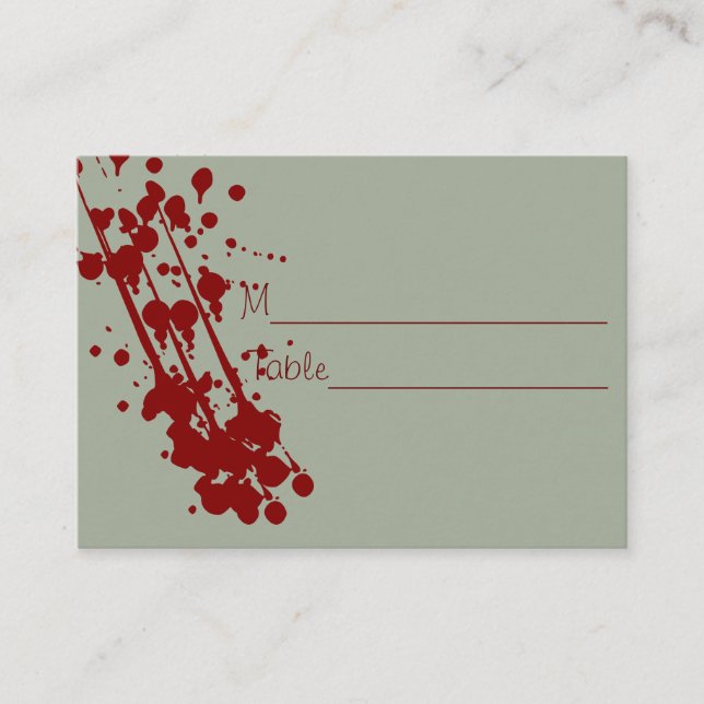 Vampire Halloween Fake Blood Wedding Placecards (Front)