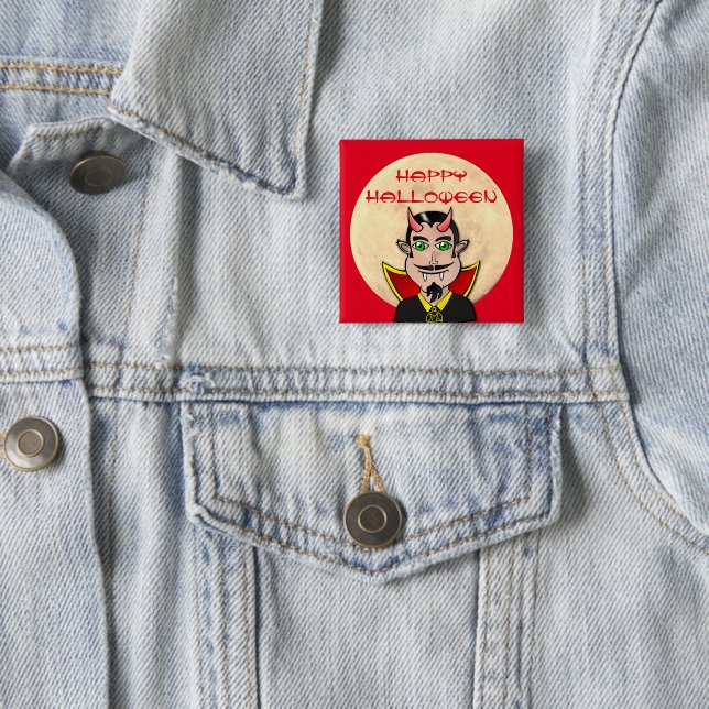 Vampire Halloween / Moon 15 Cm Square Badge (In Situ)