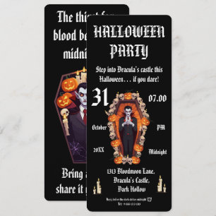 Vampire halloween party- Black Invitation card