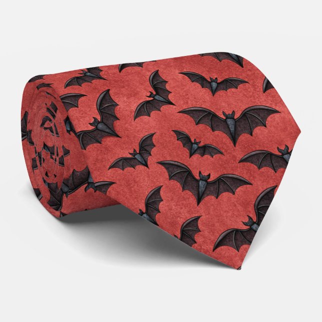 Vampire Halloween Pattern  Tie (Rolled)