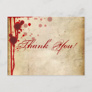 Vampire Halloween Thank You Note Fake Blood Red Postcard