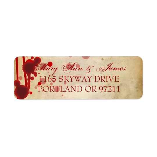 Vampire Halloween Wedding Address Fake Blood Red Return Address Label