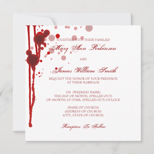 Vampire Halloween Wedding Fake Blood Red Invitation (Front)