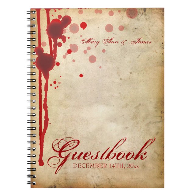 Vampire Halloween Wedding Guestbook Fake Blood Red Notebook (Front)