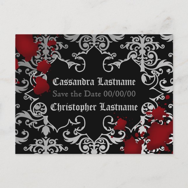 Vampire Halloween wedding | Save the date Announcement Postcard (Front)