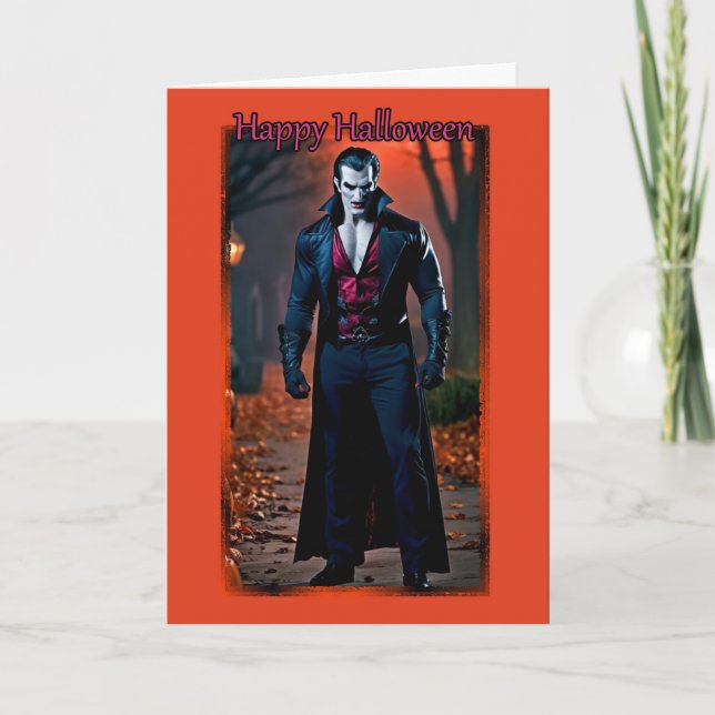 Vampire Hunk Halloween Card (Front)
