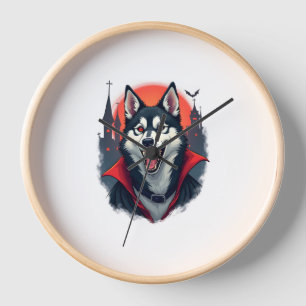 Vampire Husky Bite Clock