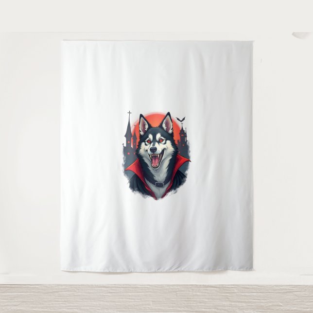 Vampire Husky Bite Tapestry (Front)