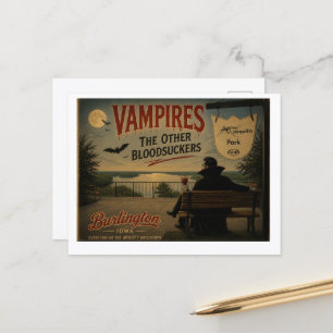 Vampire in Burlington Iowa Park Postcard