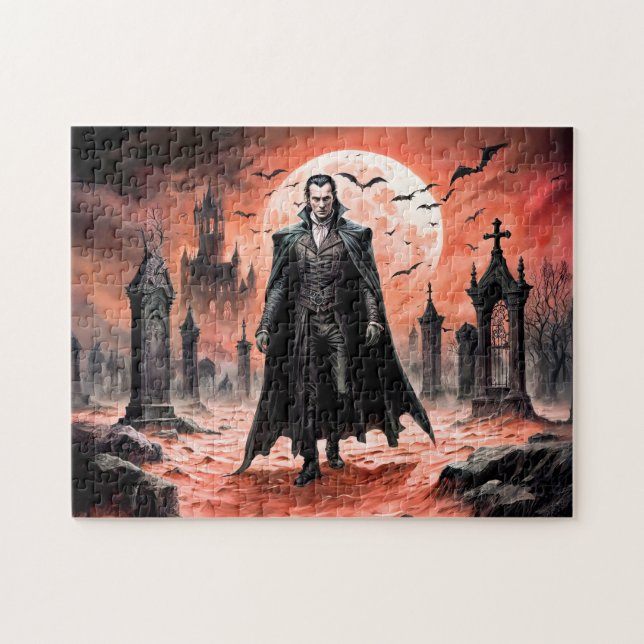 Vampire in Moonlit Graveyard Jigsaw Puzzle (Horizontal)