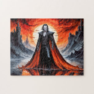 Vampire in Red Moonlight Jigsaw Puzzle