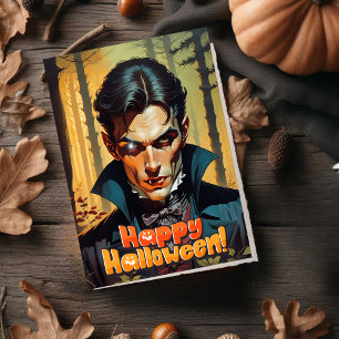 Vampire in the Night Forest Halloween Holiday Card