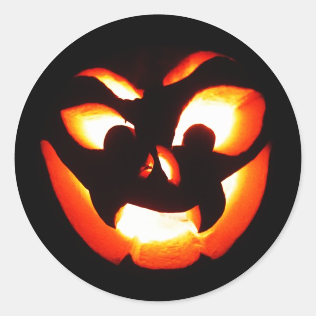 Vampire Jack-O-Lantern Classic Round Sticker (Front)
