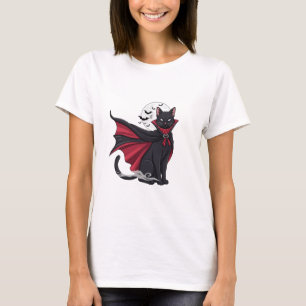 Vampire Kitty – Cute Fanged Halloween Cat Woman T-Shirt