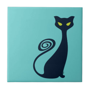 Vampire Kitty With Green Eyes Ceramic Tile
