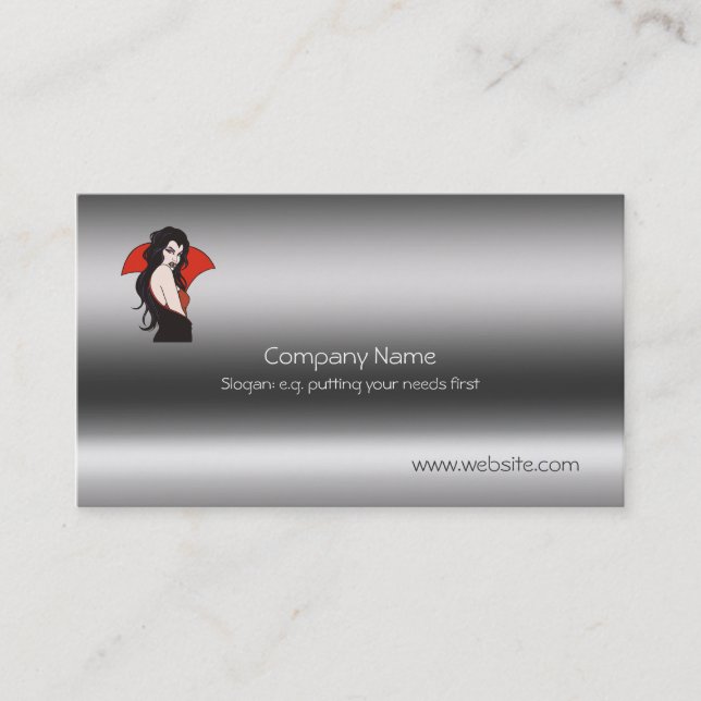 Vampire Lady on metallic-look template Business Card (Front)