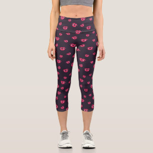 Vampire Lips And Fangs Gothic Pattern Capri Leggings