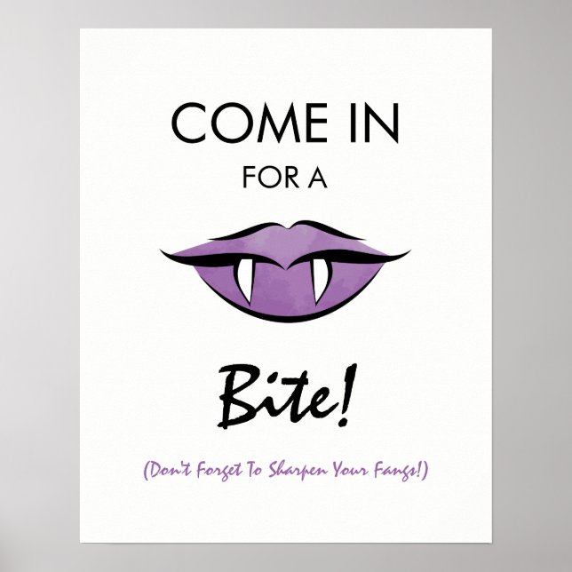 Vampire Lips Goth Halloween Party Welcome Sign (Front)