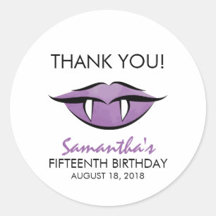 Vampire Lips Goth Thank You Birthday Sticker