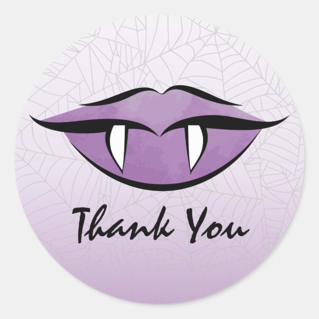 Vampire Lips Halloween Birthday Thank You Sticker (Front)