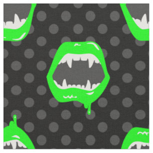 vampire lips monster fanged creature green fabric