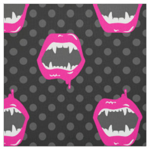vampire lips monster fanged creature pink fabric