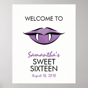 Vampire Lips Sweet Sixteen Birthday Welcome Sign
