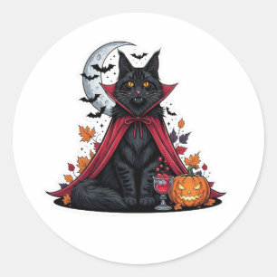 Vampire Maine Coon – Spooky Halloween Cat  Classic Round Sticker
